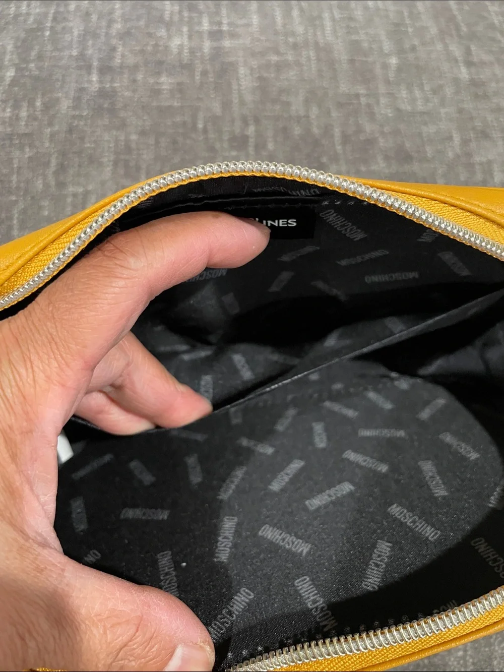Moschino Mustard Yellow Leather Wristlet Pouch